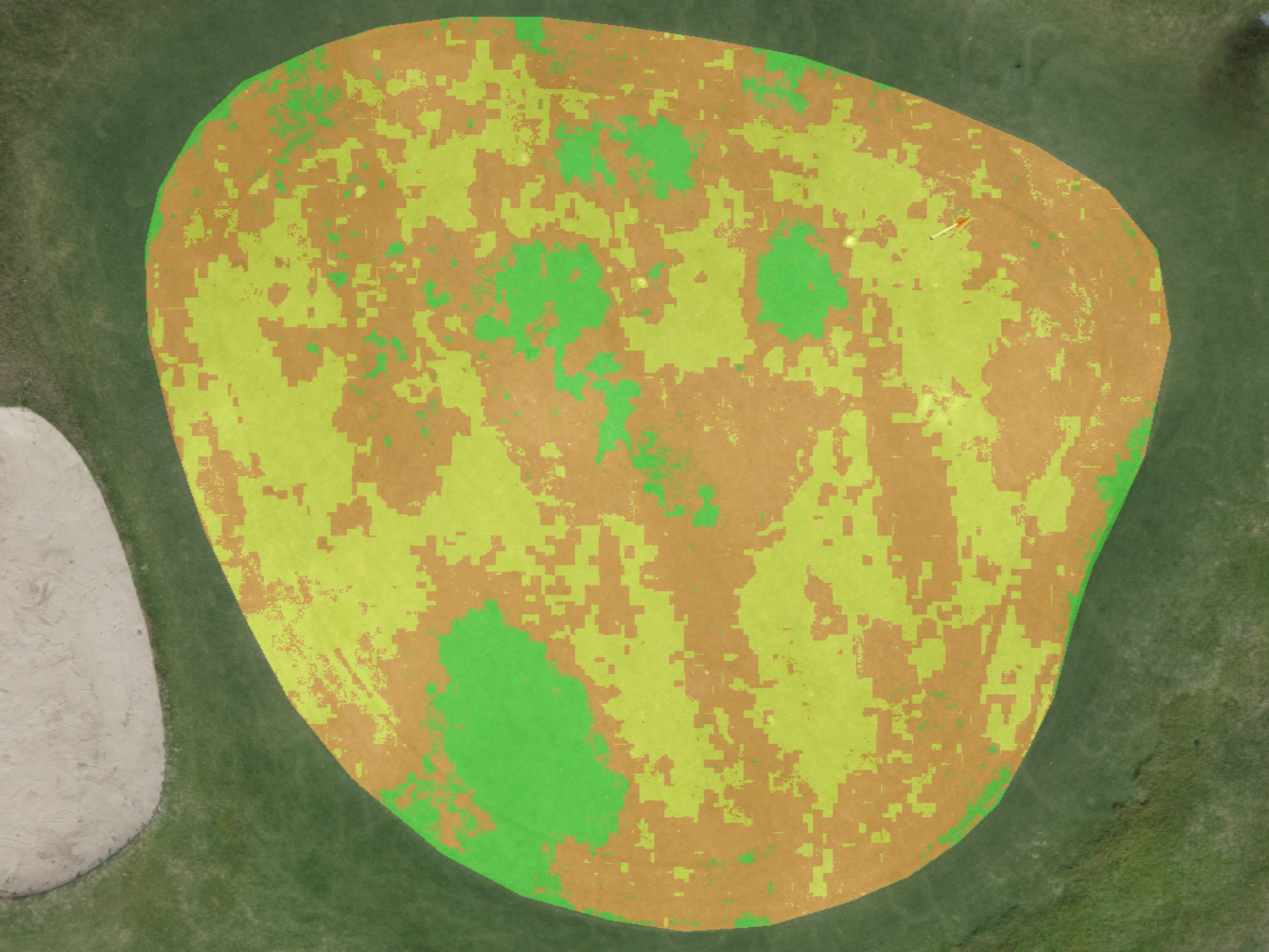 Health analysis overlay of the putting green